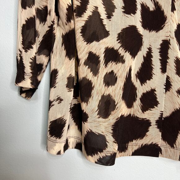 Laura Ashely Size 1X Sheer Animal Print Jacket Retro Style Summer Safari - Picture 4 of 11
